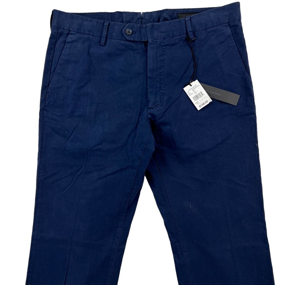New Dylan Gray Men US 33 Navy Blue Regular Chinos Pants Slash Pockets Classic